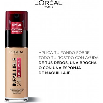 L'Oréal Paris Make-up designer 24H Fresh Wear Base de Maquillaje de Larga Duración , Tono 200 Sable Doré- 30 ml