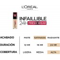 L'Oréal Paris Make-up designer 24H Fresh Wear Base de Maquillaje de Larga Duración , Tono 200 Sable Doré- 30 ml