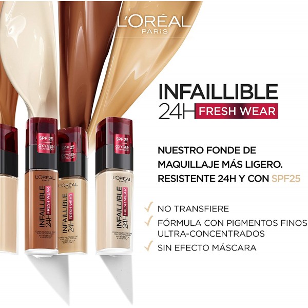 L'Oréal Paris Make-up designer 24H Fresh Wear Base de Maquillaje de Larga Duración , Tono 200 Sable Doré- 30 ml