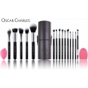 Oscar Charles Set de Brochas de Maquillaje Profesional de 17 Piezas : Brochas y Pinceles de Maquillaje, estuche de pincel de maq