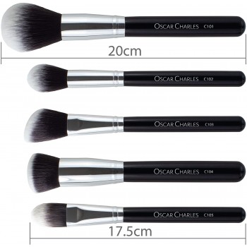 Oscar Charles Set de Brochas de Maquillaje Profesional de 17 Piezas : Brochas y Pinceles de Maquillaje, estuche de pincel de maq