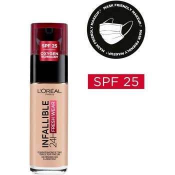 L'Oréal Paris Make-up designer 24H Fresh Wear Base de Maquillaje de Larga Duración , Tono 200 Sable Doré- 30 ml