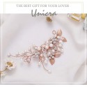 Unicra Silver Wedding Crystal Hair Vines Flor Hoja Tocados Accesorios para el cabello para la novia (Plata)