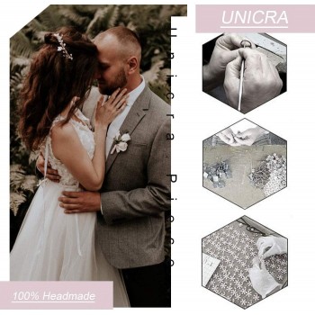 Unicra Silver Wedding Crystal Hair Vines Flor Hoja Tocados Accesorios para el cabello para la novia (Plata)