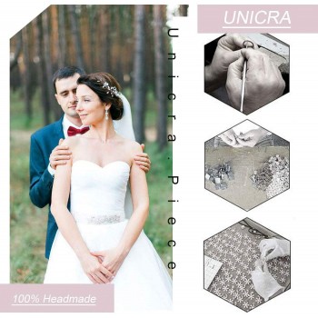 Unicra Silver Wedding Crystal Hair Vines Flor Hoja Tocados Accesorios para el cabello para la novia (Plata)