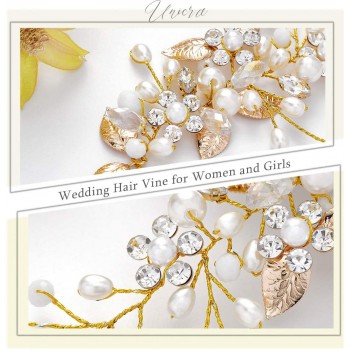 Unicra Silver Wedding Crystal Hair Vines Flor Hoja Tocados Accesorios para el cabello para la novia (Plata)