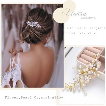 Unicra Silver Wedding Crystal Hair Vines Flor Hoja Tocados Accesorios para el cabello para la novia (Plata)