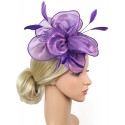 HIDOLL Diadema Fascinator Sombrero Pluma Semicircular Sombrero Tocado Banquete Novia Adornos para el Cabello