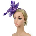 HIDOLL Diadema Fascinator Sombrero Pluma Semicircular Sombrero Tocado Banquete Novia Adornos para el Cabello