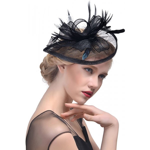 HIDOLL Diadema Fascinator Sombrero Pluma Semicircular Sombrero Tocado Banquete Novia Adornos para el Cabello