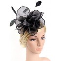 HIDOLL Diadema Fascinator Sombrero Pluma Semicircular Sombrero Tocado Banquete Novia Adornos para el Cabello