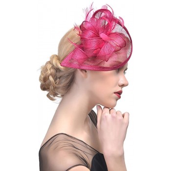 HIDOLL Diadema Fascinator Sombrero Pluma Semicircular Sombrero Tocado Banquete Novia Adornos para el Cabello