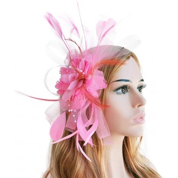 HIDOLL Diadema Fascinator Sombrero Pluma Semicircular Sombrero Tocado Banquete Novia Adornos para el Cabello