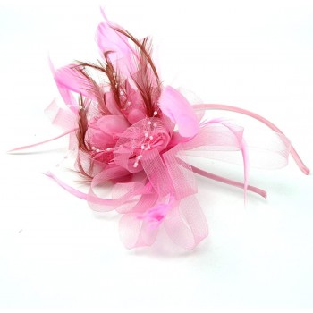 HIDOLL Diadema Fascinator Sombrero Pluma Semicircular Sombrero Tocado Banquete Novia Adornos para el Cabello