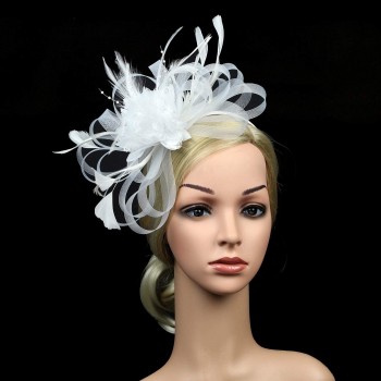 HIDOLL Diadema Fascinator Sombrero Pluma Semicircular Sombrero Tocado Banquete Novia Adornos para el Cabello