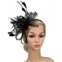 HIDOLL Diadema Fascinator Sombrero Pluma Semicircular Sombrero Tocado Banquete Novia Adornos para el Cabello