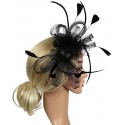 HIDOLL Diadema Fascinator Sombrero Pluma Semicircular Sombrero Tocado Banquete Novia Adornos para el Cabello