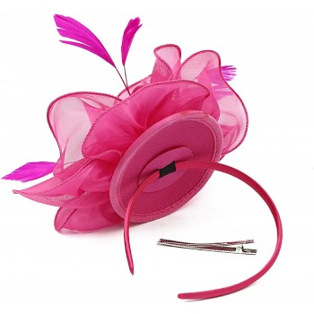 HIDOLL Diadema Fascinator Sombrero Pluma Semicircular Sombrero Tocado Banquete Novia Adornos para el Cabello