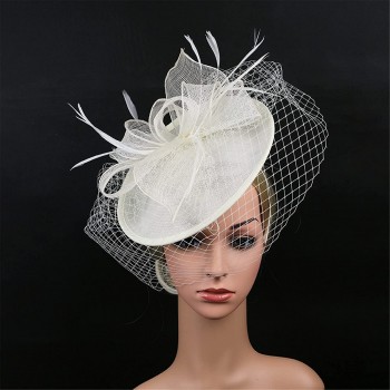 HIDOLL Diadema Fascinator Sombrero Pluma Semicircular Sombrero Tocado Banquete Novia Adornos para el Cabello