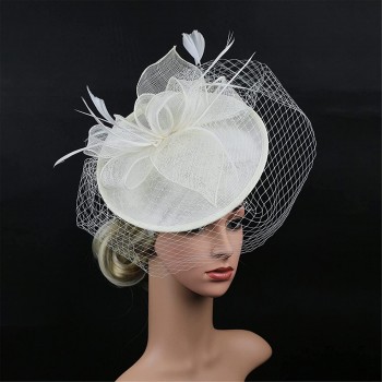 HIDOLL Diadema Fascinator Sombrero Pluma Semicircular Sombrero Tocado Banquete Novia Adornos para el Cabello