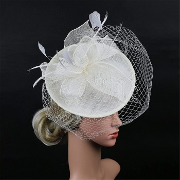 HIDOLL Diadema Fascinator Sombrero Pluma Semicircular Sombrero Tocado Banquete Novia Adornos para el Cabello