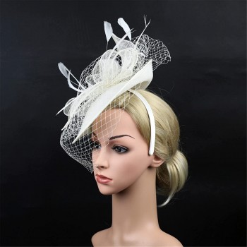 HIDOLL Diadema Fascinator Sombrero Pluma Semicircular Sombrero Tocado Banquete Novia Adornos para el Cabello