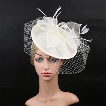 HIDOLL Diadema Fascinator Sombrero Pluma Semicircular Sombrero Tocado Banquete Novia Adornos para el Cabello