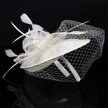 HIDOLL Diadema Fascinator Sombrero Pluma Semicircular Sombrero Tocado Banquete Novia Adornos para el Cabello