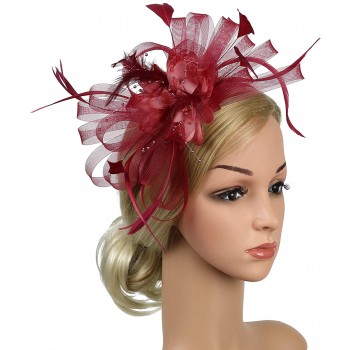 HIDOLL Diadema Fascinator Sombrero Pluma Semicircular Sombrero Tocado Banquete Novia Adornos para el Cabello