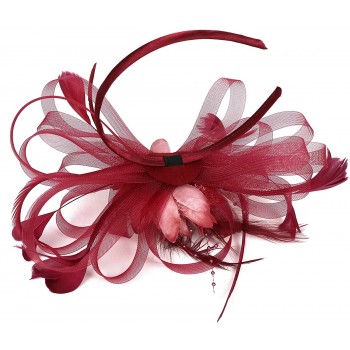 HIDOLL Diadema Fascinator Sombrero Pluma Semicircular Sombrero Tocado Banquete Novia Adornos para el Cabello