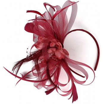 HIDOLL Diadema Fascinator Sombrero Pluma Semicircular Sombrero Tocado Banquete Novia Adornos para el Cabello