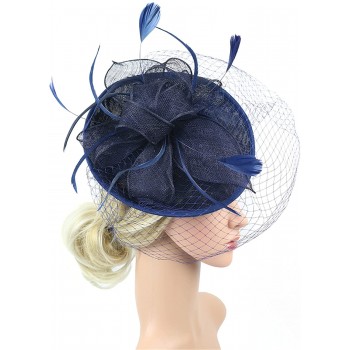 HIDOLL Diadema Fascinator Sombrero Pluma Semicircular Sombrero Tocado Banquete Novia Adornos para el Cabello