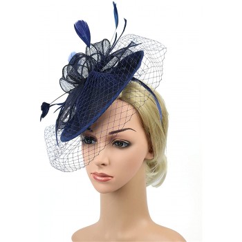 HIDOLL Diadema Fascinator Sombrero Pluma Semicircular Sombrero Tocado Banquete Novia Adornos para el Cabello