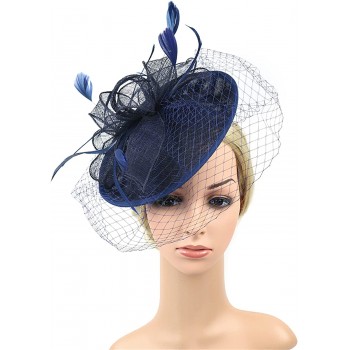 HIDOLL Diadema Fascinator Sombrero Pluma Semicircular Sombrero Tocado Banquete Novia Adornos para el Cabello