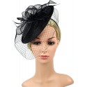 HIDOLL Diadema Fascinator Sombrero Pluma Semicircular Sombrero Tocado Banquete Novia Adornos para el Cabello