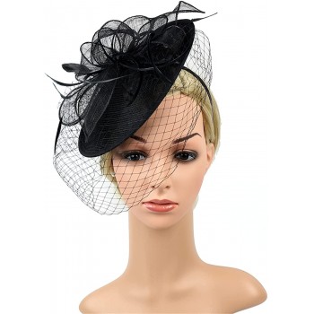 HIDOLL Diadema Fascinator Sombrero Pluma Semicircular Sombrero Tocado Banquete Novia Adornos para el Cabello