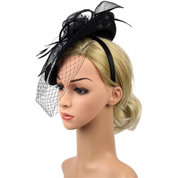 HIDOLL Diadema Fascinator Sombrero Pluma Semicircular Sombrero Tocado Banquete Novia Adornos para el Cabello