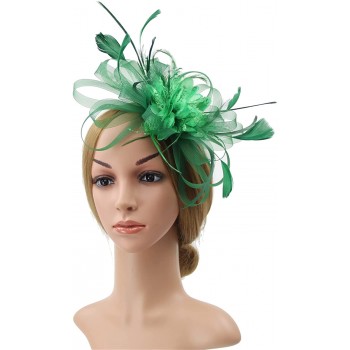 HIDOLL Diadema Fascinator Sombrero Pluma Semicircular Sombrero Tocado Banquete Novia Adornos para el Cabello