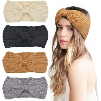 DRESHOW 4 Piezas Diadema Mujer Invierno Diadema Cabeza Anchas Cabello Turbante Banda Accesorio Pelo para Mujer