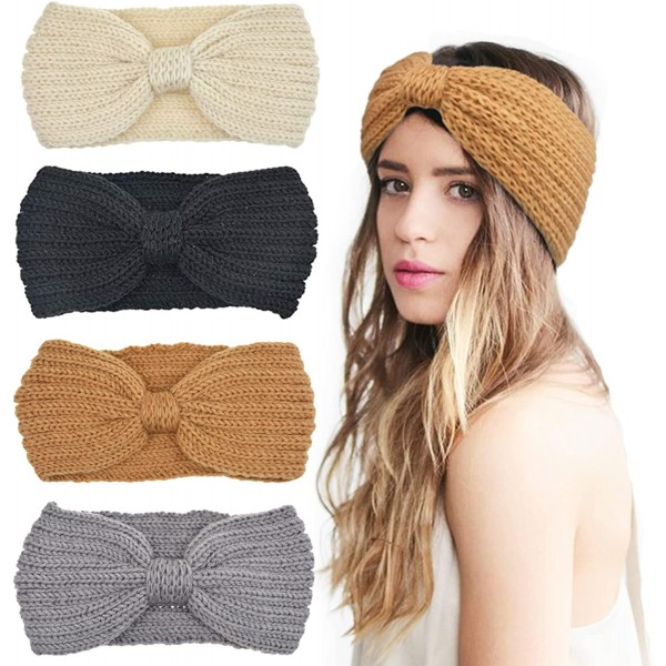 DRESHOW 4 Piezas Diadema Mujer Invierno Diadema Cabeza Anchas Cabello Turbante Banda Accesorio Pelo para Mujer