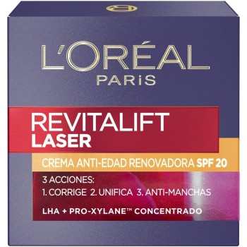 L'Oréal Paris Pack Revitalift Láser, Incluye Crema Intensiva Anti edad de Día, 50ml, Desmaquillante de ojos y labios Waterpro