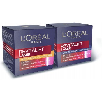 L'Oréal Paris Crema de Día Anti-Edad Intensiva Revitalift Láser, Con Pro- Xylane Concrentrado, Corrige arrugas, retexturiza l