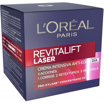 L'Oréal Paris Crema de Día Anti-Edad Intensiva Revitalift Láser, Con Pro- Xylane Concrentrado, Corrige arrugas, retexturiza l