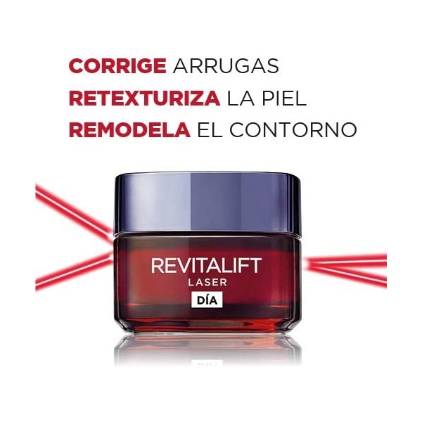 L'Oréal Paris Crema de Día Anti-Edad Intensiva Revitalift Láser, Con Pro- Xylane Concrentrado, Corrige arrugas, retexturiza l