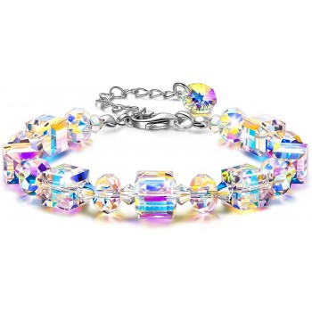 Susan Y Pulsera Regalos Mujer, Pequeño Romance Pulsera Joyería Mujer, Aurora Boreal Pulsera Cristales de Austria, Día de la M