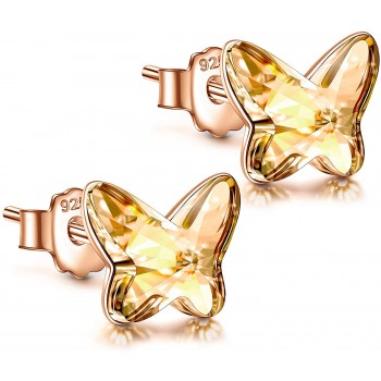 Angel Nina Pendientes de Cristal Para Mujer Pendientes de Plata Para Mujer Pendientes de Botón Para Niñas Pendientes