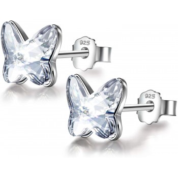 Angel Nina Pendientes de Cristal Para Mujer Pendientes de Plata Para Mujer Pendientes de Botón Para Niñas Pendientes