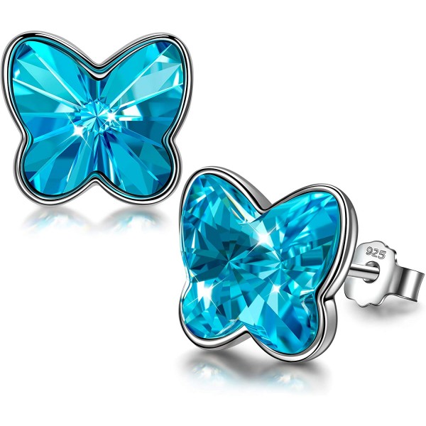 Angel Nina Pendientes de Cristal Para Mujer Pendientes de Plata Para Mujer Pendientes de Botón Para Niñas Pendientes