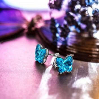 Angel Nina Pendientes de Cristal Para Mujer Pendientes de Plata Para Mujer Pendientes de Botón Para Niñas Pendientes