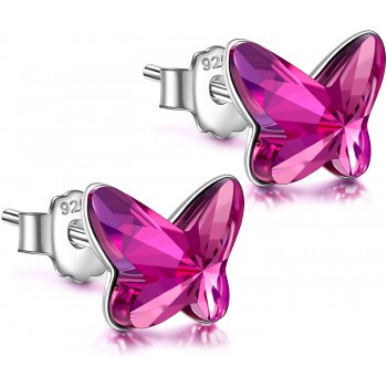 Angel Nina Pendientes de Cristal Para Mujer Pendientes de Plata Para Mujer Pendientes de Botón Para Niñas Pendientes